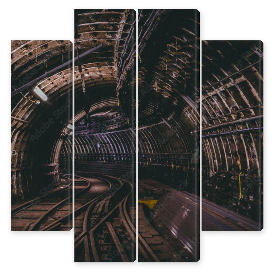 Obraz Kwadryptyk Abandoned rail fallout tunnel