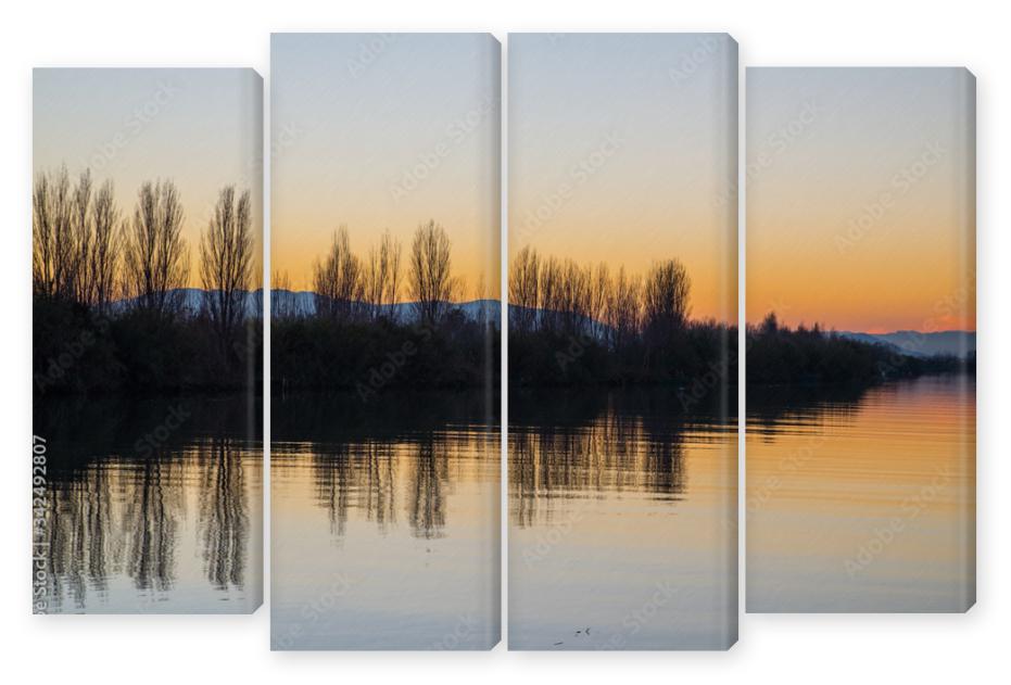 Obraz Kwadryptyk Clear sky Sunset in Ebro river