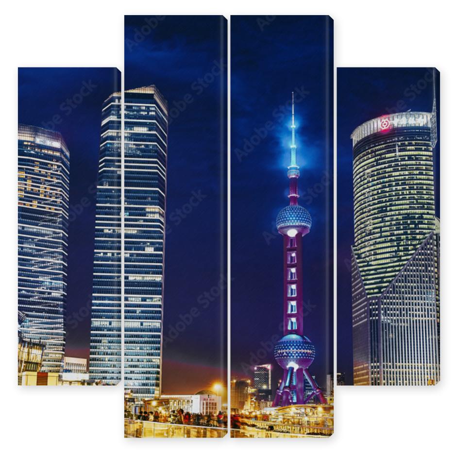 Obraz Kwadryptyk  Oriental Pearl Tower at the