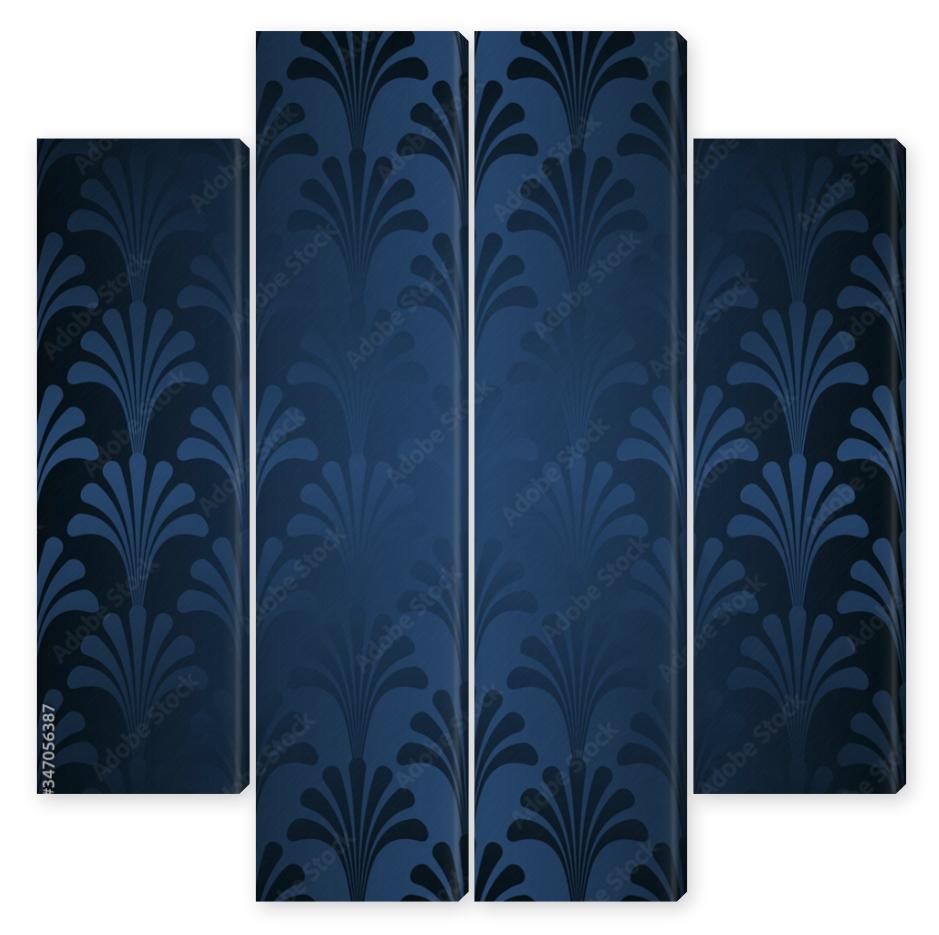 Obraz Kwadryptyk Dark Blue Floral Gatsby Art