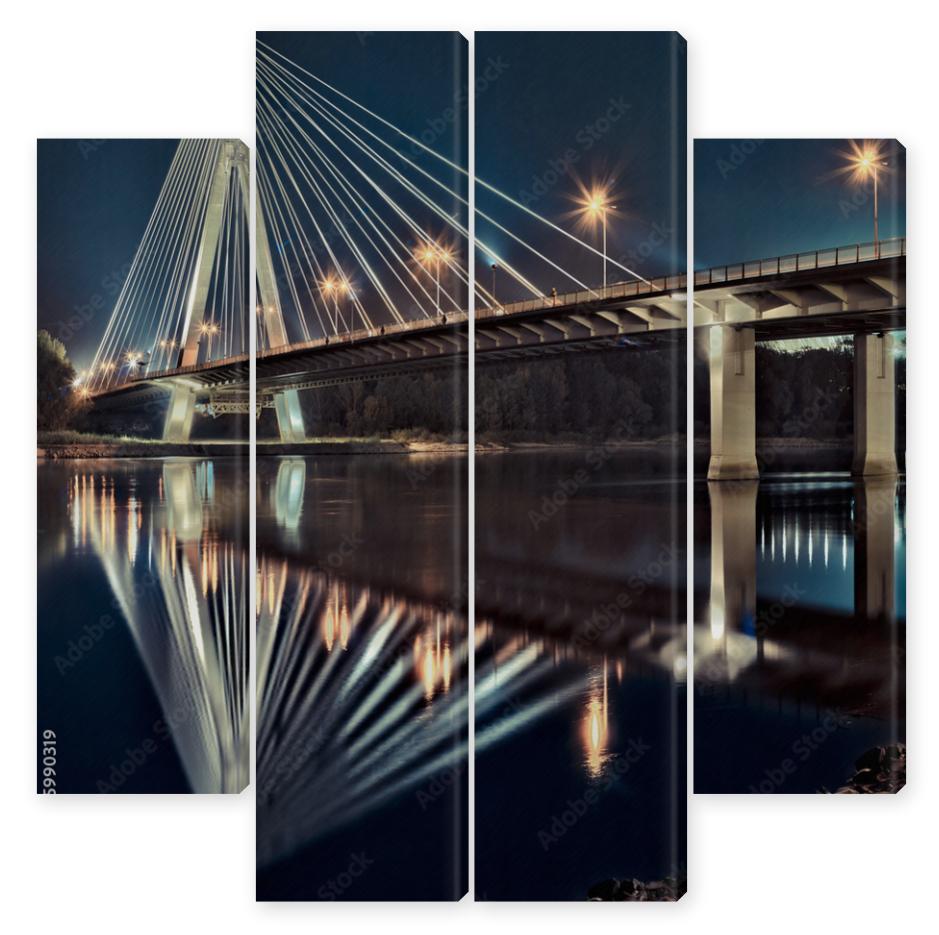 Obraz Kwadryptyk Nocny widok nowego mostu