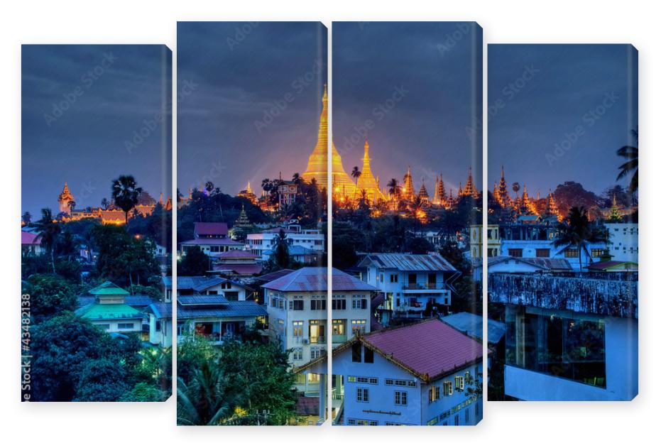 Obraz Kwadryptyk Yangon at night