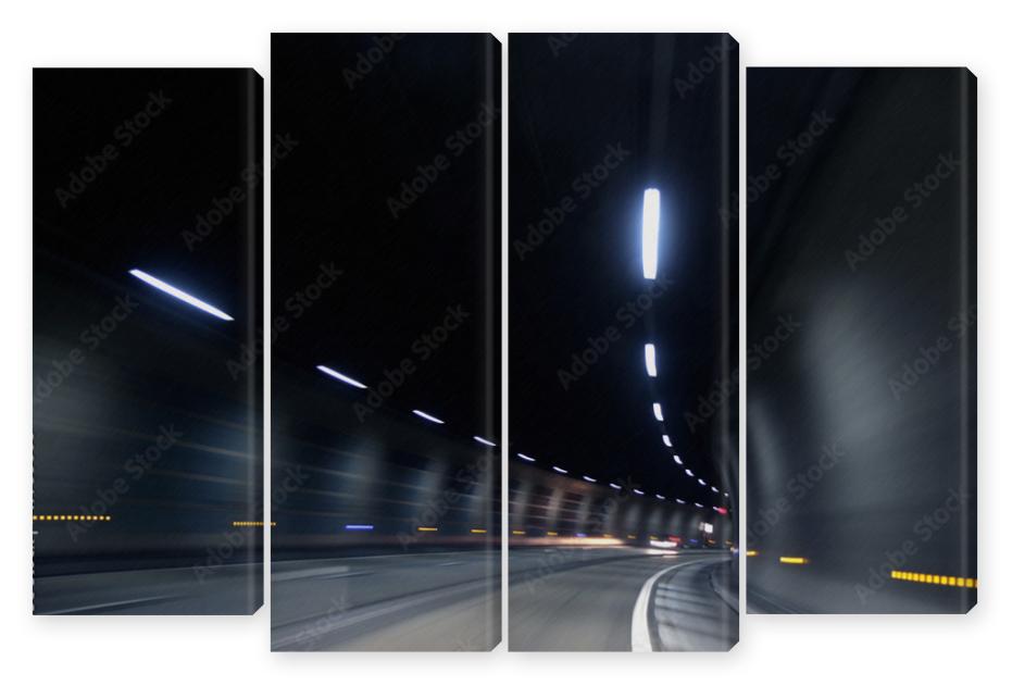 Obraz Kwadryptyk fast motion in dark tunnel