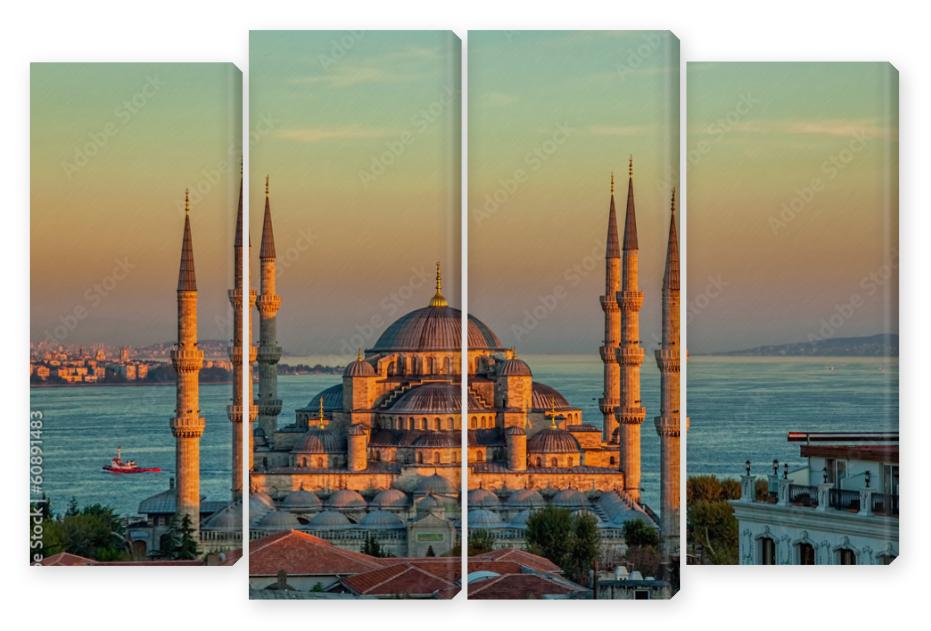 Obraz Kwadryptyk Blue mosque in Istanbul in