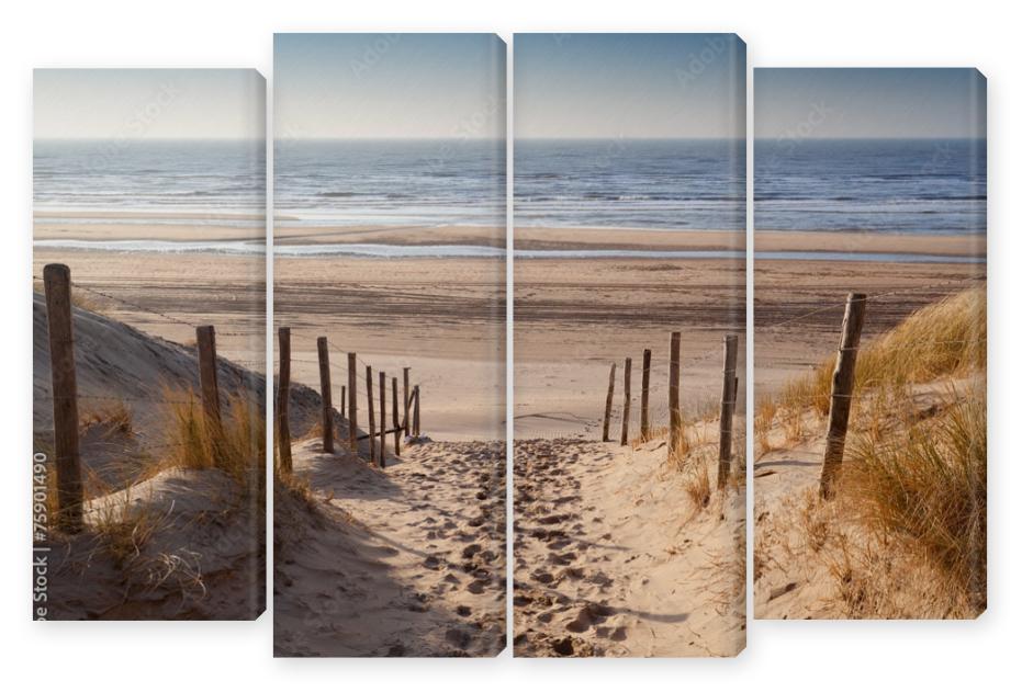 Obraz Kwadryptyk sand path to North sea at