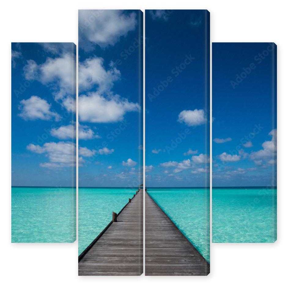 Obraz Kwadryptyk Wooden pier with blue sea and