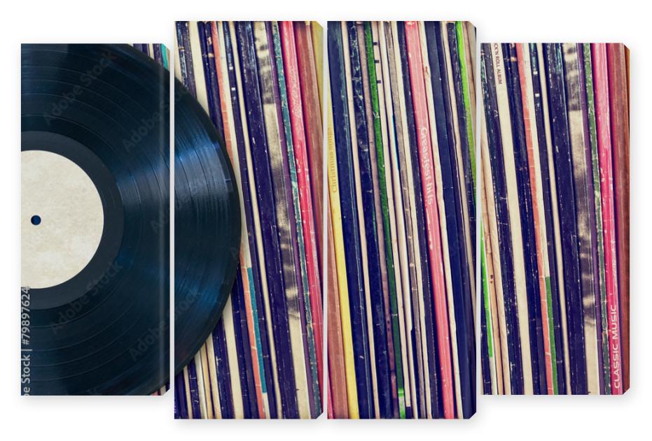 Obraz Kwadryptyk Vinyl record with copy space,
