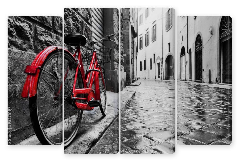 Obraz Kwadryptyk Retro vintage red bike on