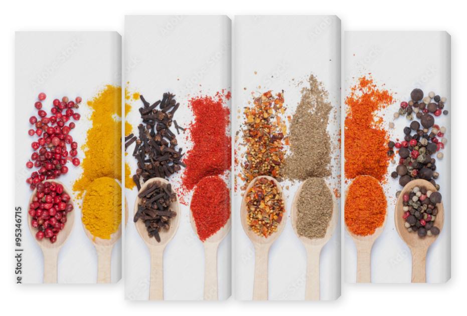 Obraz Kwadryptyk collection of spices on