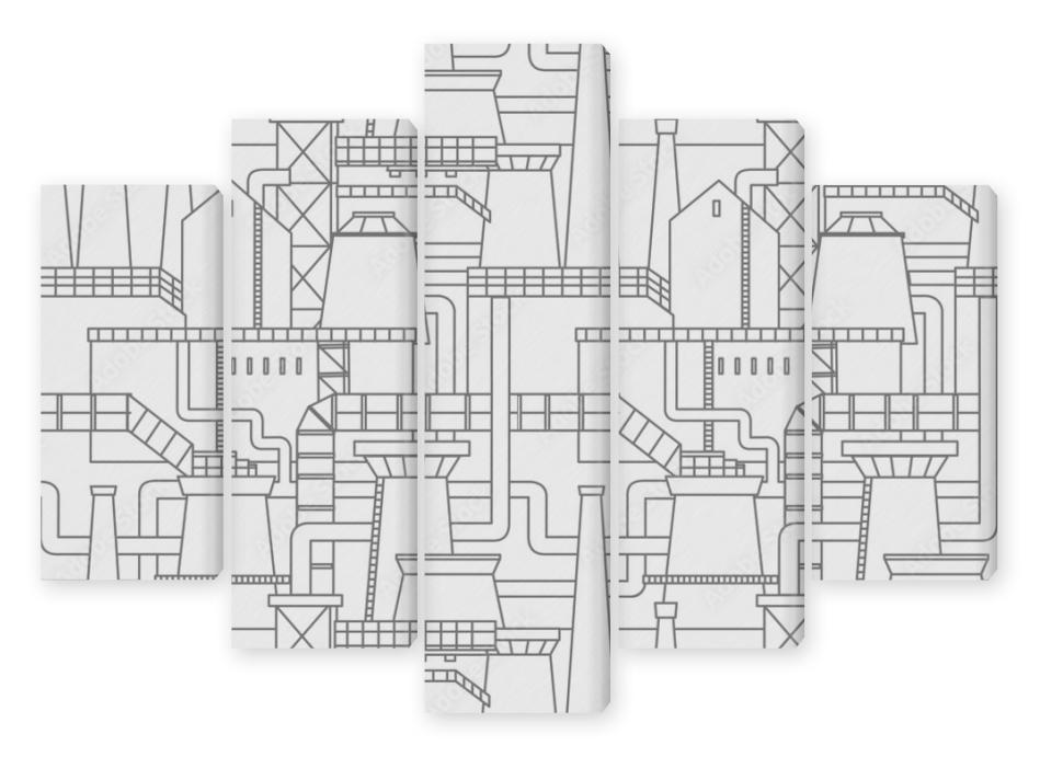 Obraz Pentaptyk Industrial city pattern