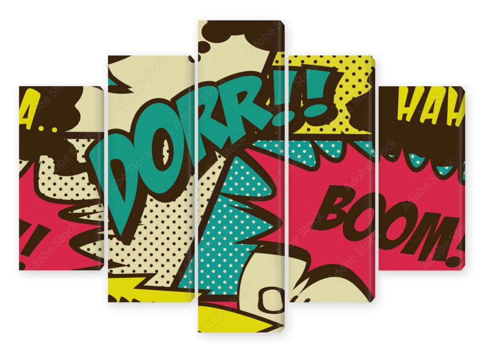 Obraz Pentaptyk Retro comic shout seamless