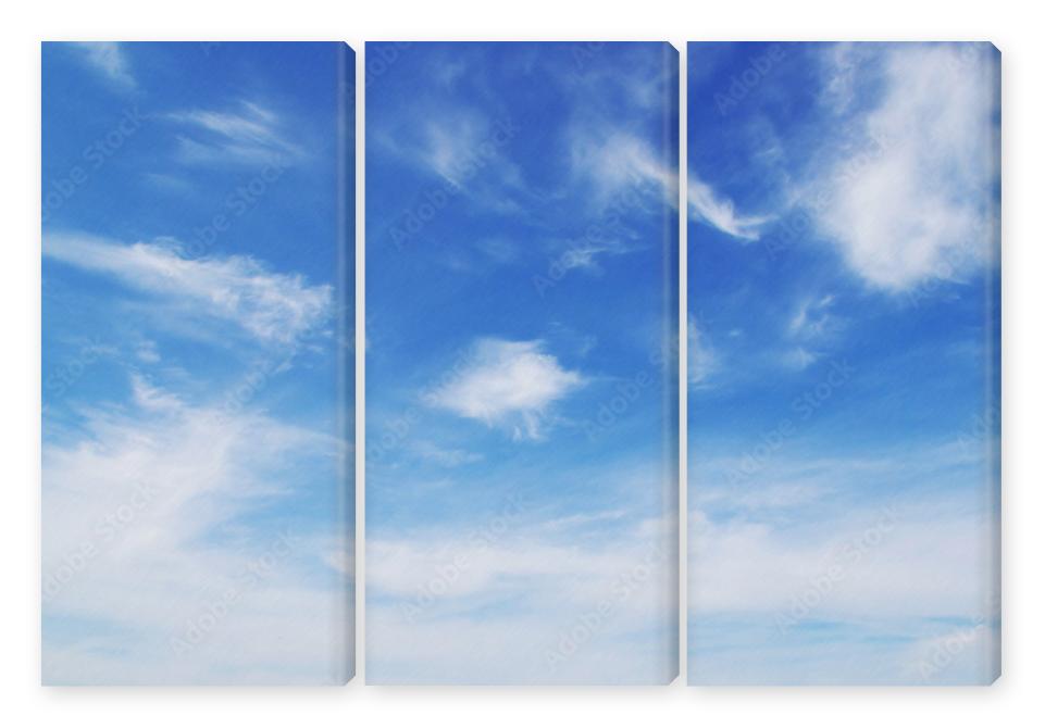 Obraz Tryptyk Blue sky background with tiny
