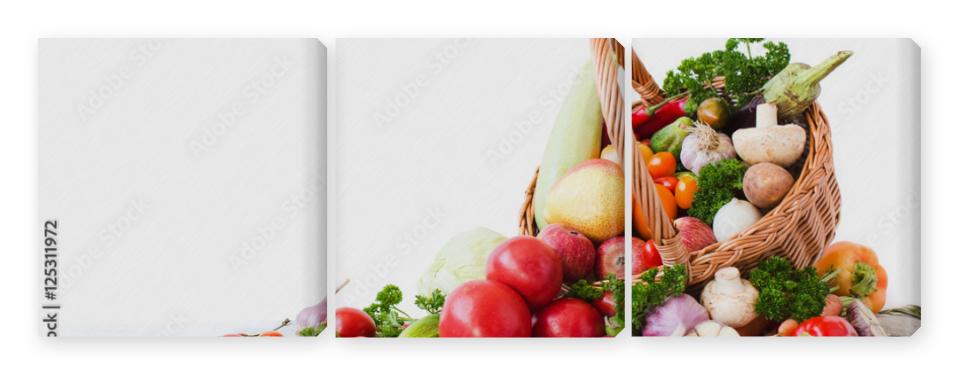 Obraz Tryptyk Fresh vegetables and fruits
