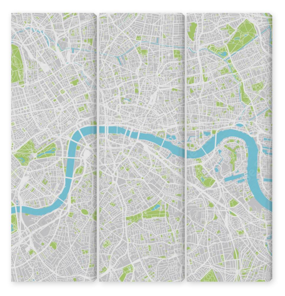 Obraz Tryptyk Urban city map of London,