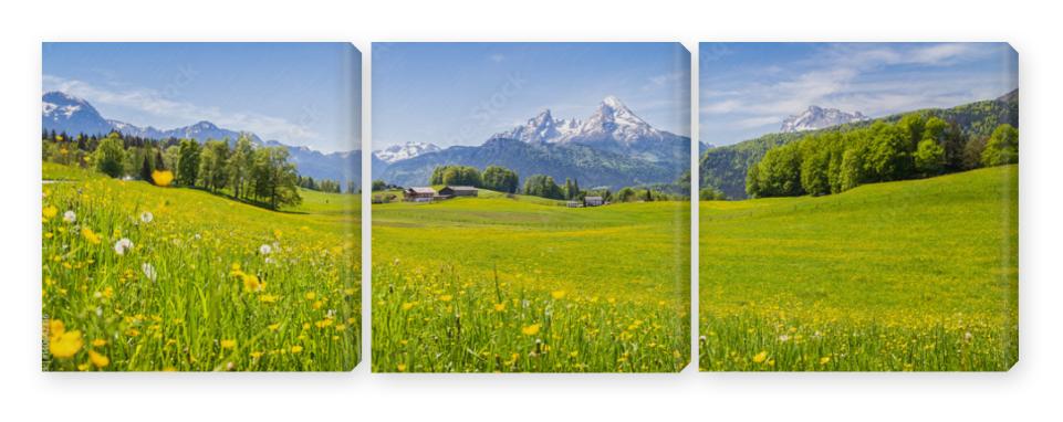 Obraz Tryptyk Idyllic landscape in the Alps