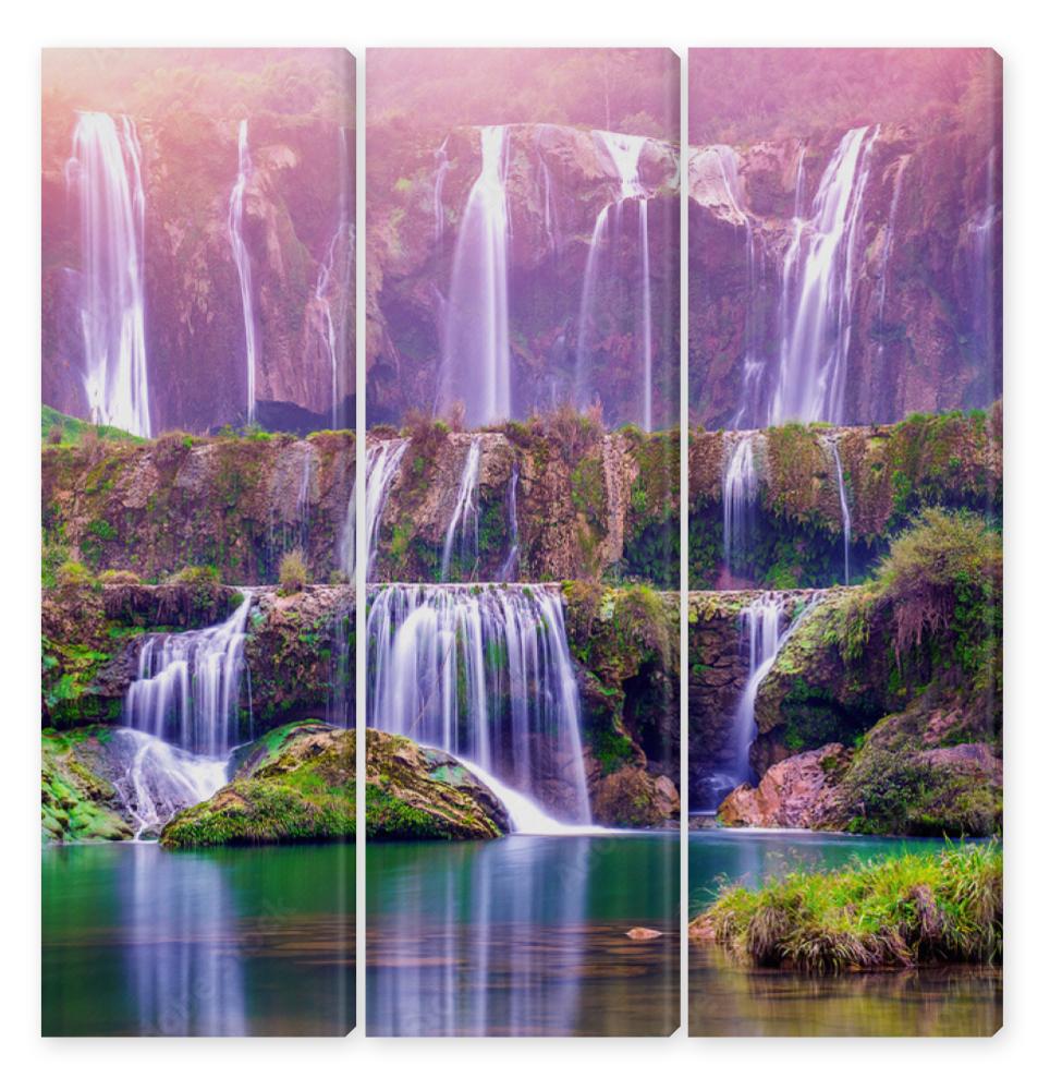 Obraz Tryptyk Jiulong waterfall in Luoping,