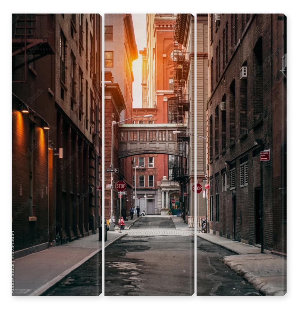 Obraz Tryptyk New York City street at sunset