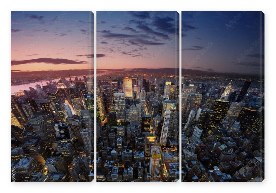 Obraz Tryptyk Manhattan at sunset