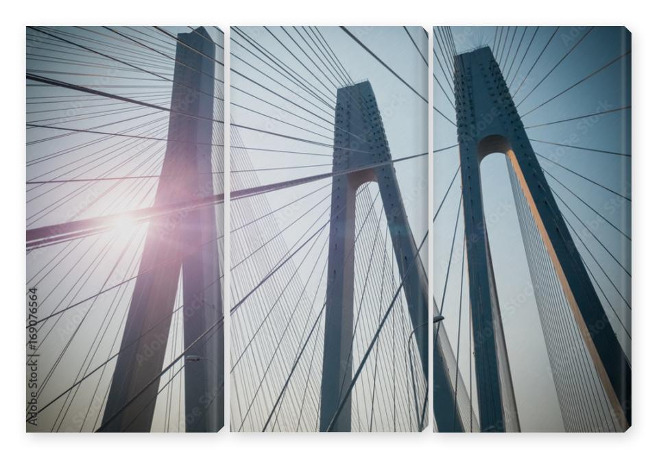 Obraz Tryptyk cable-stayed bridge closeup