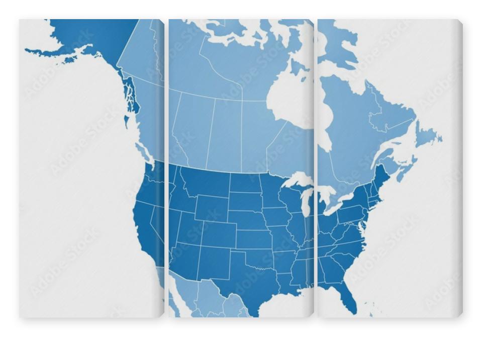 Obraz Tryptyk Map of North America