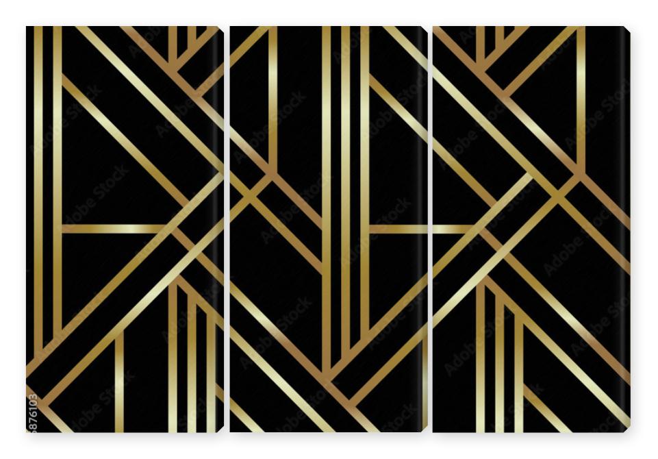 Obraz Tryptyk Seamless geometric golden Art