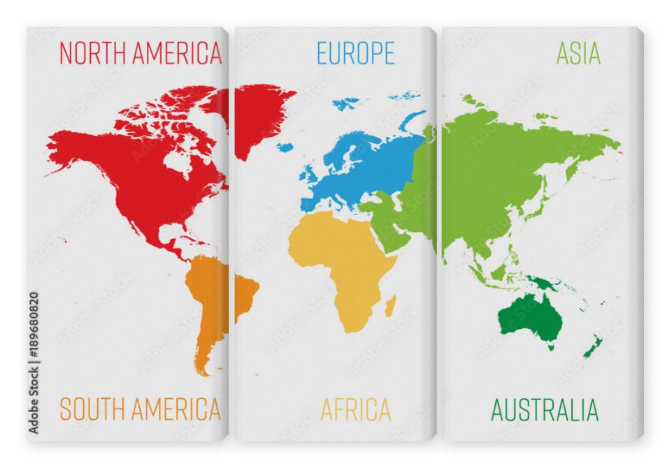 Obraz Tryptyk World map divided into six