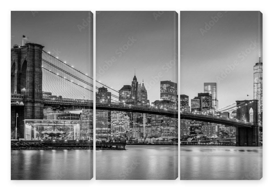 Obraz Tryptyk Brooklyn bridge and New York
