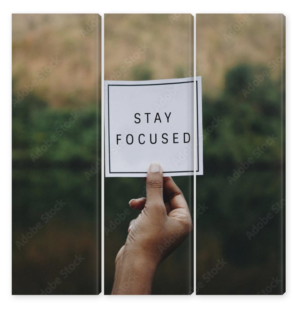 Obraz Tryptyk Stay focused text in nature