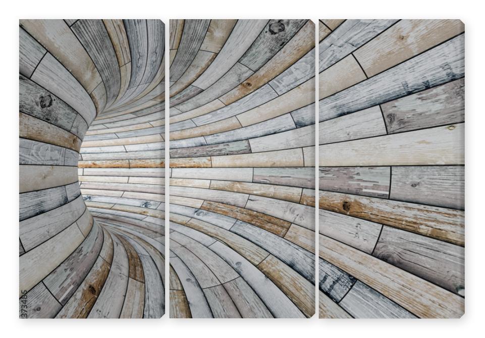 Obraz Tryptyk Wood textured tunnel