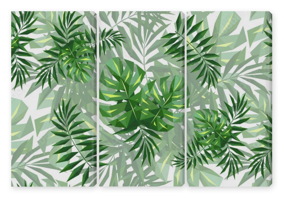 Obraz Tryptyk monstera palm leaves