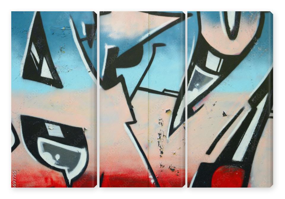 Obraz Tryptyk Fragment of graffiti drawings.