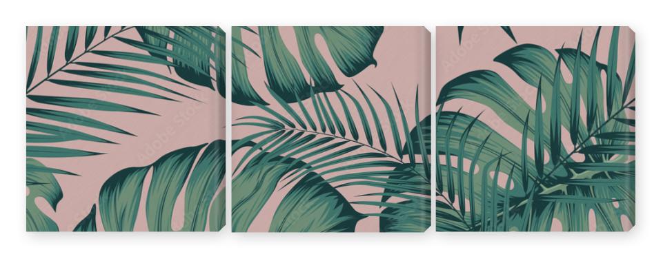 Obraz Tryptyk Seamless tropical pattern with