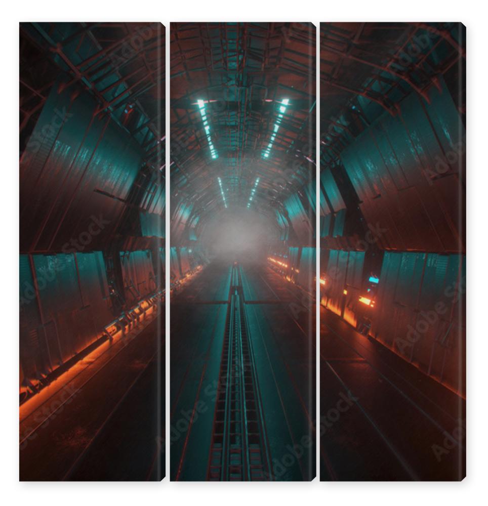 Obraz Tryptyk sci fi tunnel