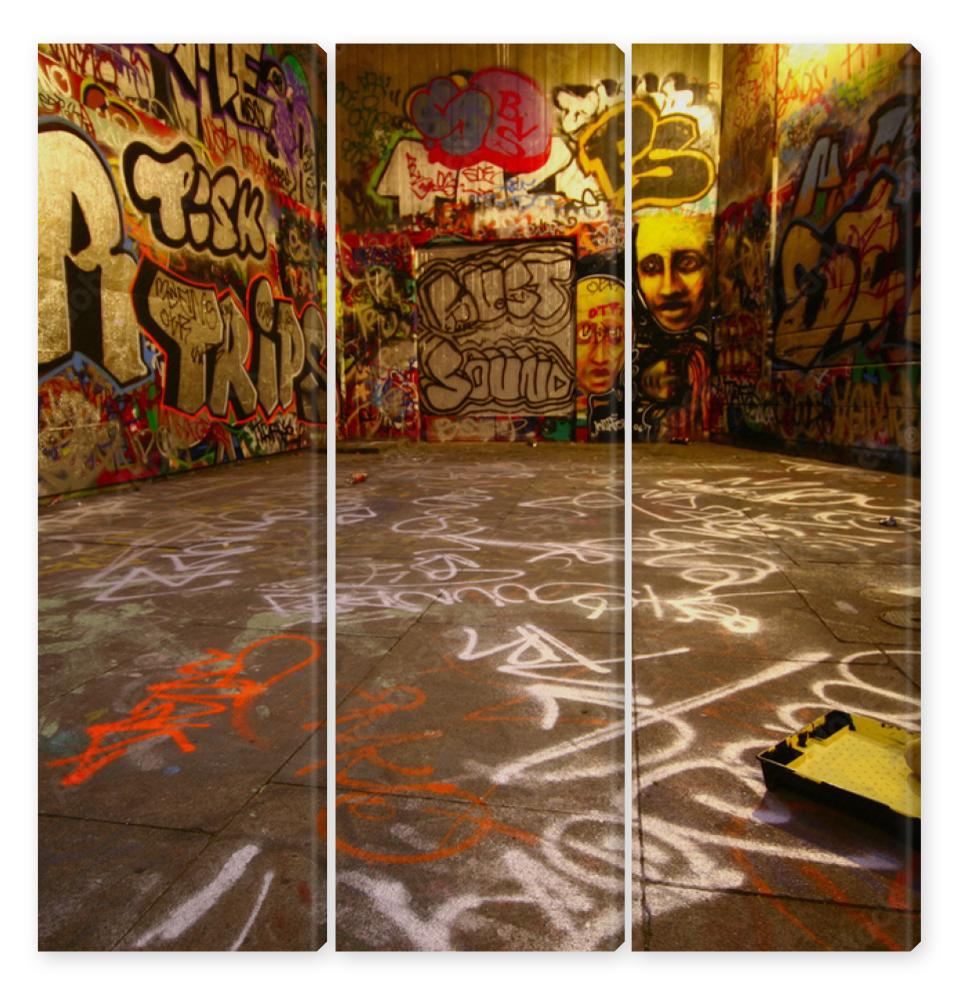 Obraz Tryptyk graffiti wide angle with paint