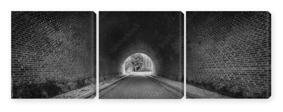 Obraz Tryptyk tunnel black and white
