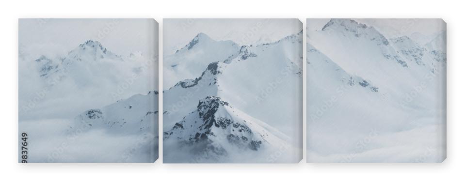 Obraz Tryptyk Snow covered mountain peaks of