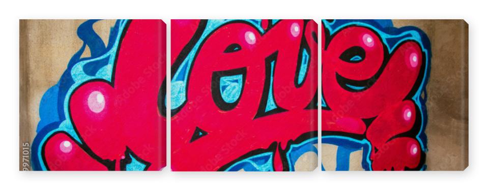 Obraz Tryptyk graffiti of word love on a