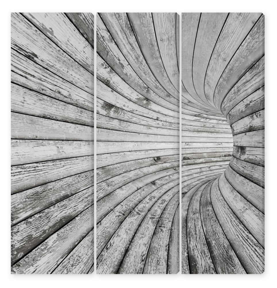 Obraz Tryptyk Wood textured tunnel