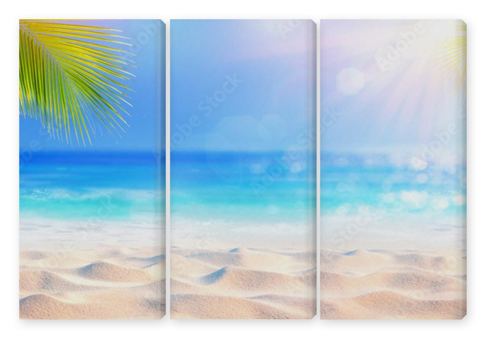 Obraz Tryptyk Sunny Tropical Beach With Palm
