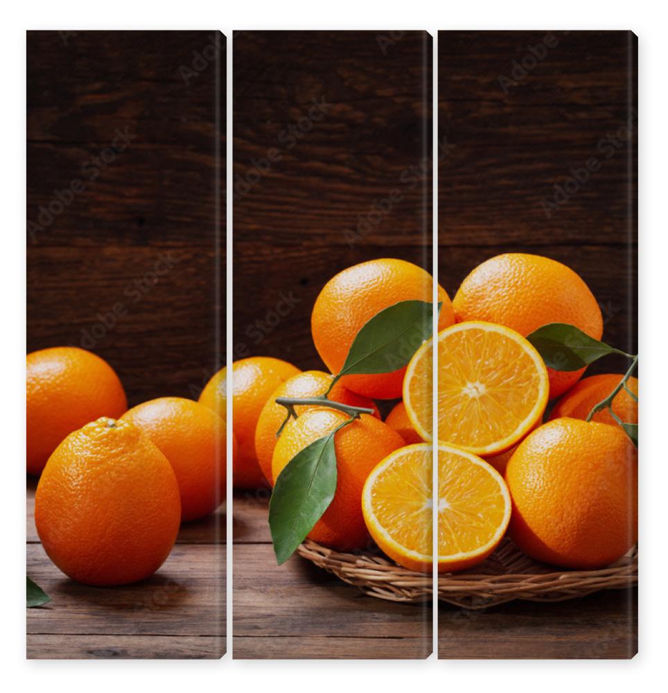 Obraz Tryptyk fresh orange fruits with