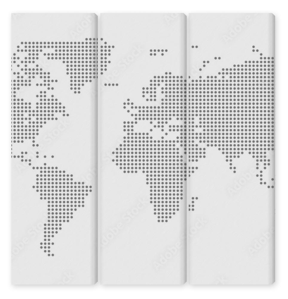 Obraz Tryptyk Dotted World Map - grey