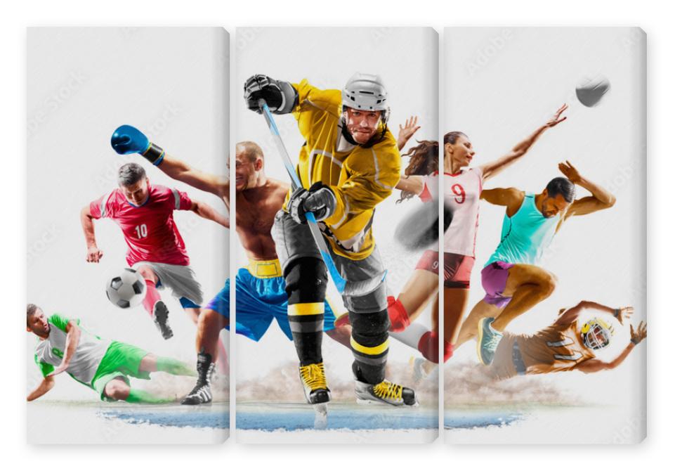 Obraz Tryptyk Multi sport collage football