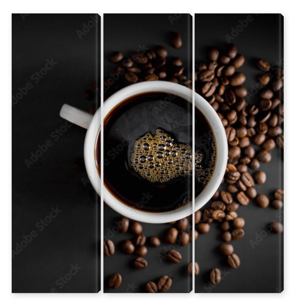 Obraz Tryptyk Coffee, black coffee, drip