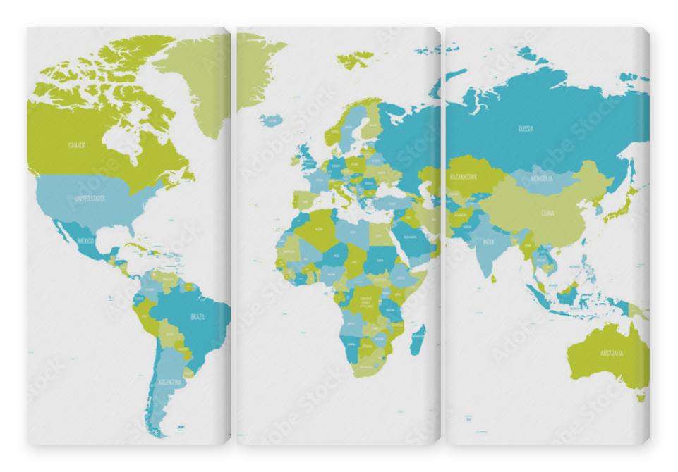 Obraz Tryptyk Map of World in shades of