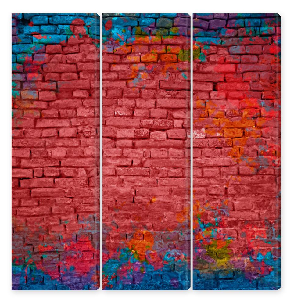 Obraz Tryptyk Paint splash, graffiti brick
