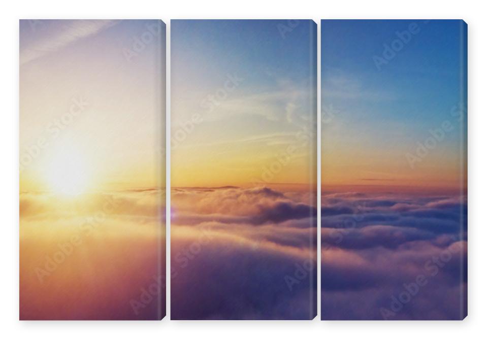 Obraz Tryptyk Beautiful sunrise cloudy sky