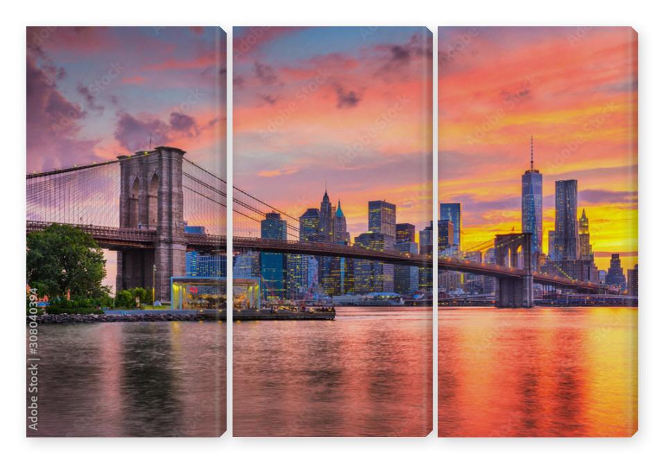 Obraz Tryptyk Lower Manhattan Skyline and