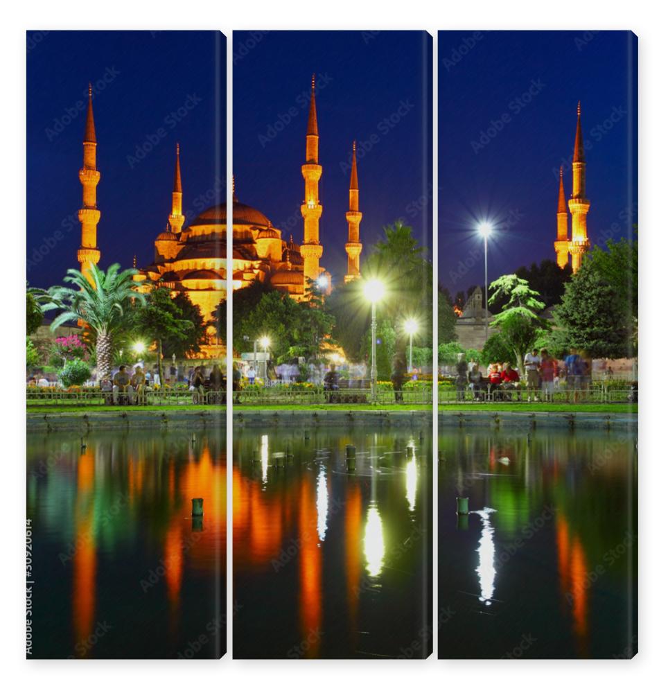 Obraz Tryptyk Blue Mosque with reflection -