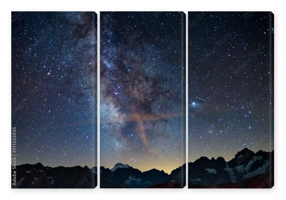 Obraz Tryptyk The Milky Way arch starry sky