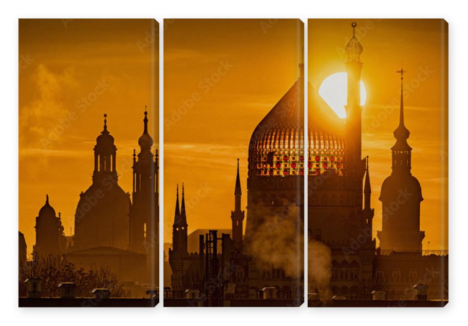 Obraz Tryptyk Dresden, Sonne, Panorama